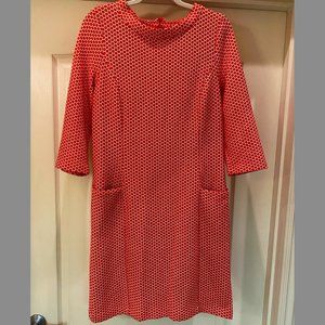 Boden Shift Dress Red Dot Jacquard, Size 8